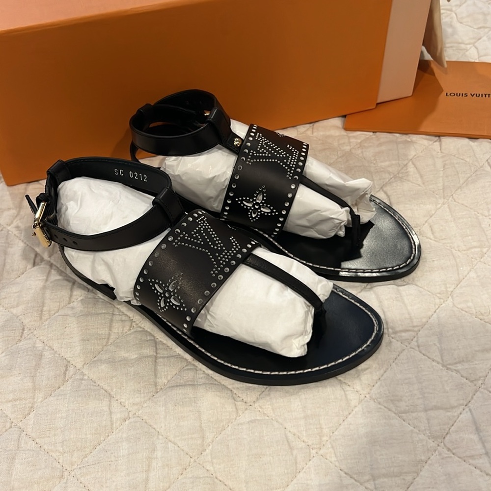 Louis Vuitton horizon, flat leather sandal, size women’s 37 - Picture 3 of 3